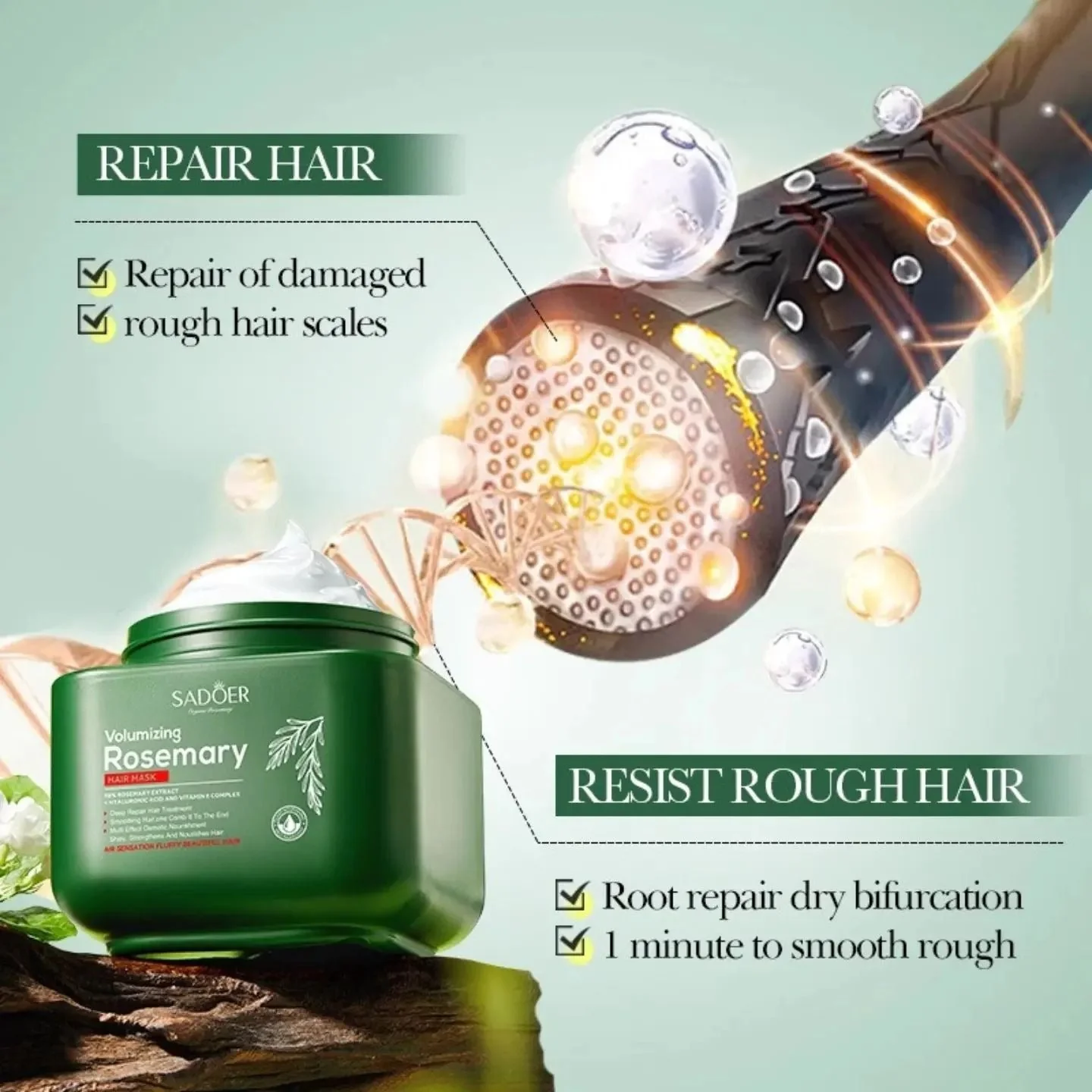 Sadoer Volumizing Rosemary Hair Mask 500ml - Image 4