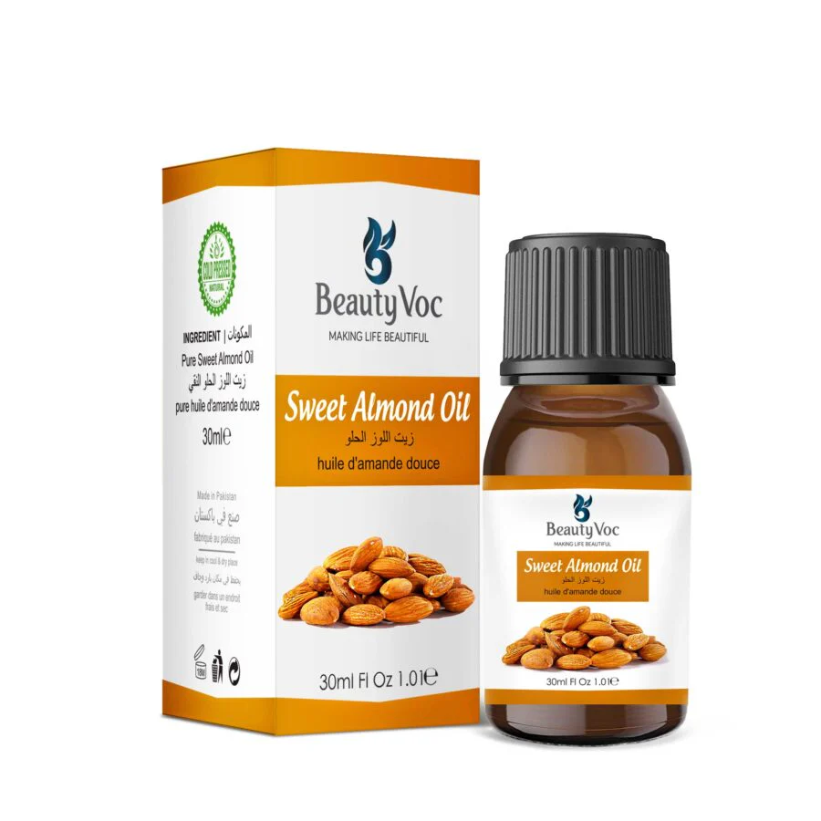 BeautyVoc Sweet Almond Oil 30 ml – 100% Pure & Natural | Best for Skin & Hair Care