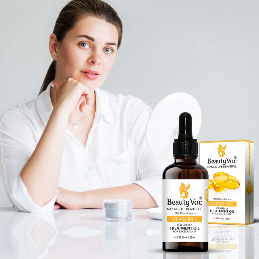 BeautyVoc Vitamin E Treatment Oil 50 ml | Non-Greasy | Cold-Pressed Oil for Hair Repair, Skin Nourishment & Anti-Aging Care - Image 4