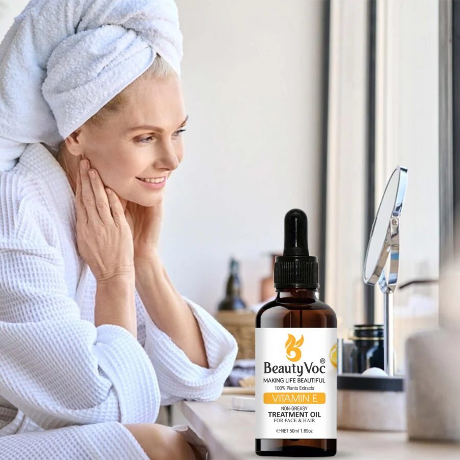 BeautyVoc Vitamin E Treatment Oil 50 ml | Non-Greasy | Cold-Pressed Oil for Hair Repair, Skin Nourishment & Anti-Aging Care - Image 5