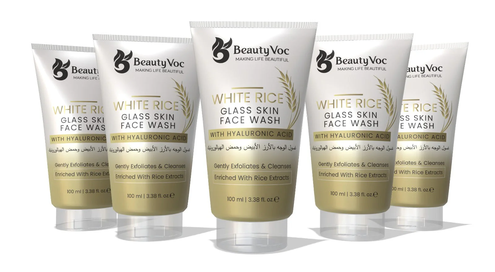BeautyVoc White Rice Face Wash with Hyaluronic acid 100 ml – Brightening & Whitening for Glass Skin, Korean Skincare - Image 3