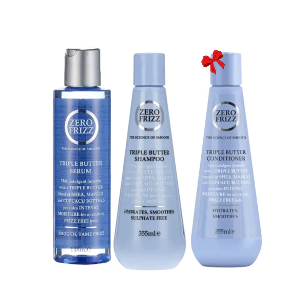 ZERO FRIZZ Triple Butter Hair Care Set (Shampoo, Conditioner, Serum)